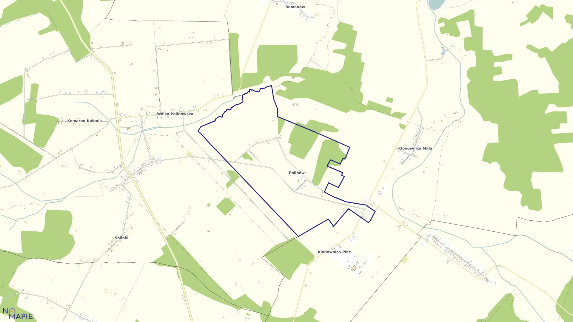 Mapa obrębu POLINÓW w gminie Janów Podlaski